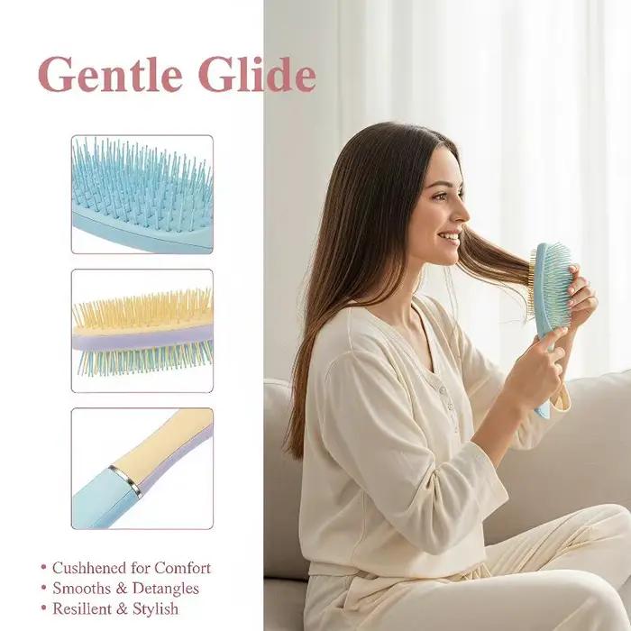 Brosse à cheveux antistatique, peigne démêlant portable pour cheveux secs et humides, peigne de massage du cuir chevelu, outil de coiffage, peigne de barbier