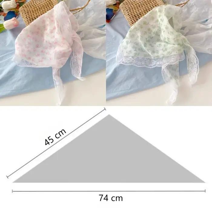 Nouveau Style français Triangle écharpe petites fleurs tissu Turban Bandana cheveux accessoires dentelle bandes