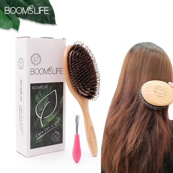 Brosse à cheveux en poils De sanglier personnalisée Peine bois De chêne peigne femmes coiffure cuir chevelu Massage