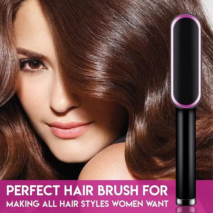 Brosse lissante chauffante ionique avec protection anti-brûlure