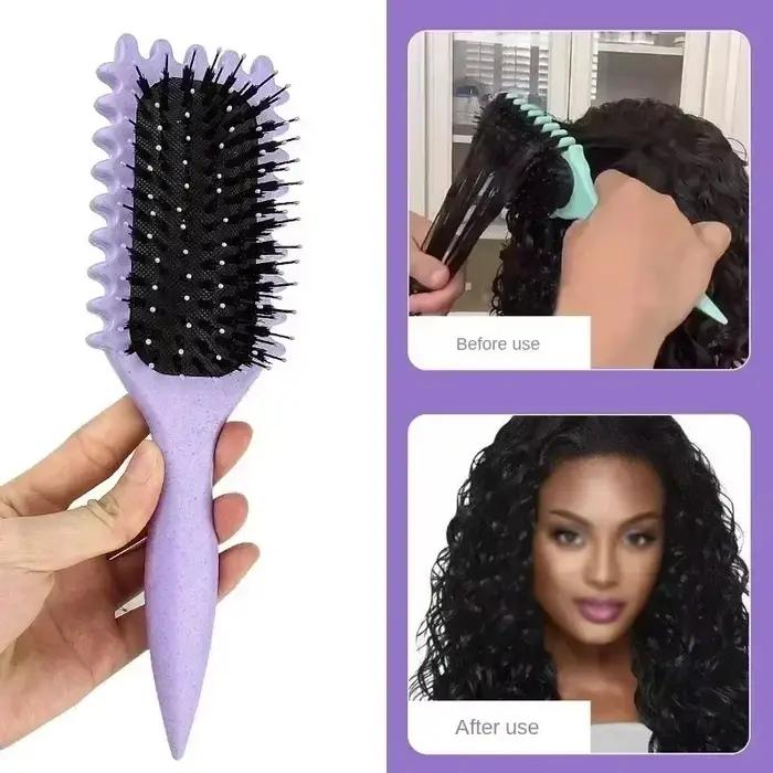 Brosse Coiffante pour Cheveux Bouclés – Brosse à Boucles pour Hommes et Femmes – Outil de Peignage et de Modelage – Réduit les Tensions