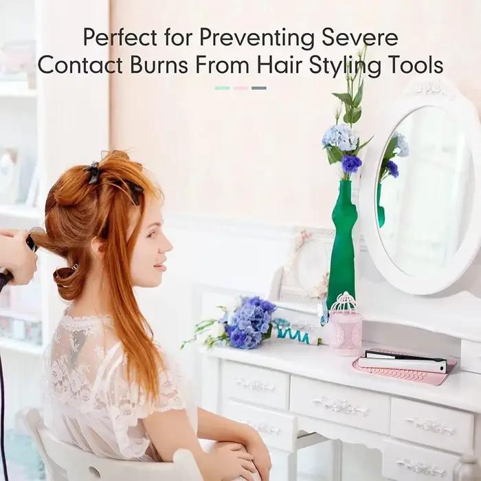 Tapis en silicone antidérapant et portable résistant à la chaleur pour outils de coiffure