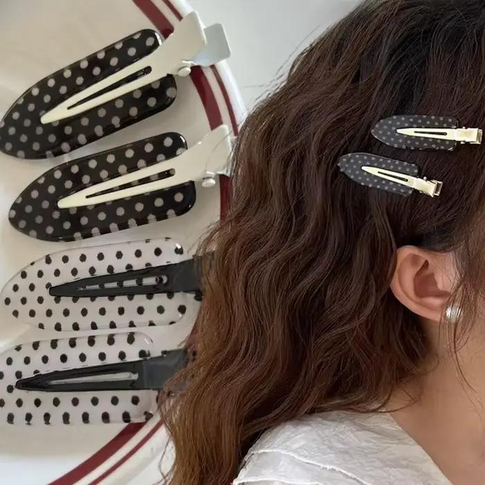 Pinces à cheveux Vintage à pois noirs et blancs