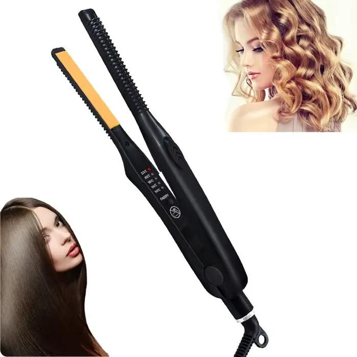 Fer plat professionnel en céramique 2 en 1, lisseur de cheveux, cheveux courts, crayon moelleux, bigoudi