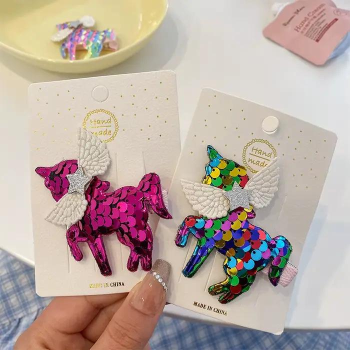 Barrettes à cheveux licorne à paillettes mignonnes 2026 pour femmes
