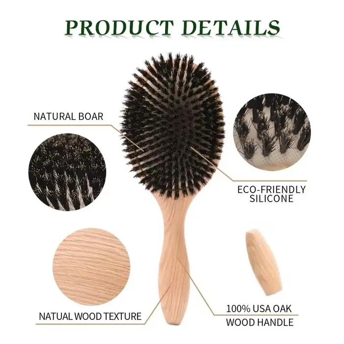 Brosse à cheveux en poils de sanglier doux