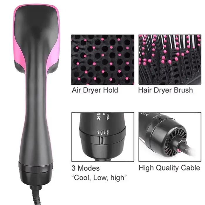 Brosse Sèche-Cheveux Portable à Air Chaud avec Peigne