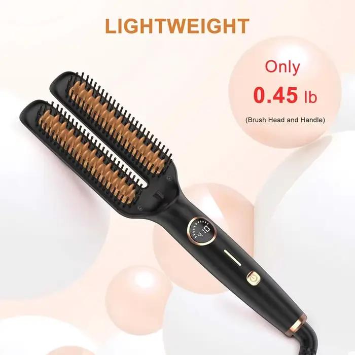 Brosse lissante et fer à boucler multifonction 2 en 1, en céramique, électrique, pour le coiffage