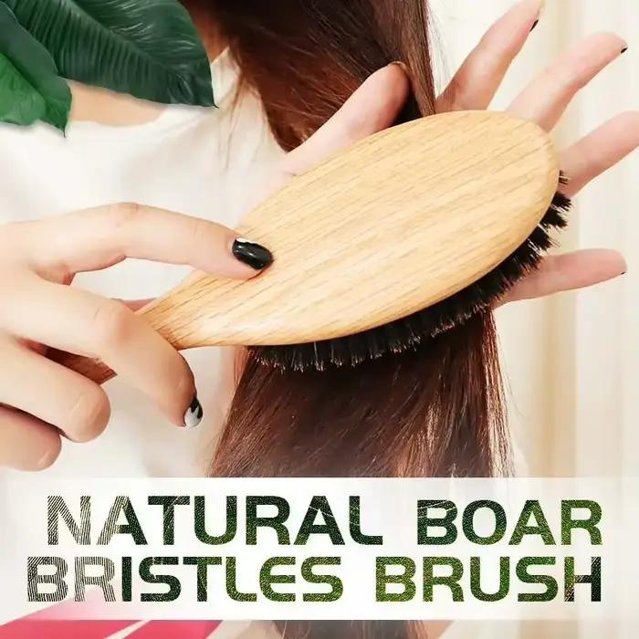 Brosse à cheveux en poils de sanglier doux