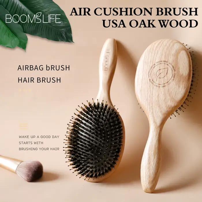 Brosse à cheveux en poils De sanglier personnalisée Peine bois De chêne peigne femmes coiffure cuir chevelu Massage