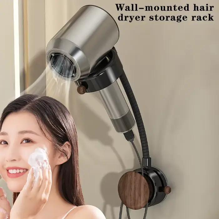 Support mural pour sèche-cheveux sans perçage, design mains libres réglable, support universel pour sèche-cheveux, rangement pour conduit d'air de salle de bain