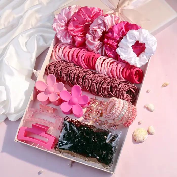 Ensemble d'accessoires pour cheveux roses à la mode pour femmes