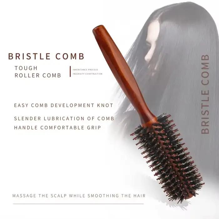 Brosse à cheveux bouclée en poils de sanglier pour femmes
