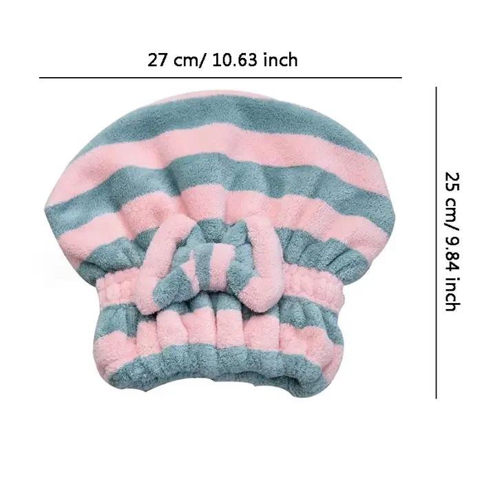 Serviette pour cheveux secs, bonnet de douche à séchage rapide pour femmes, motif rayé, accessoires de bain Super absorbants, 1 pièce