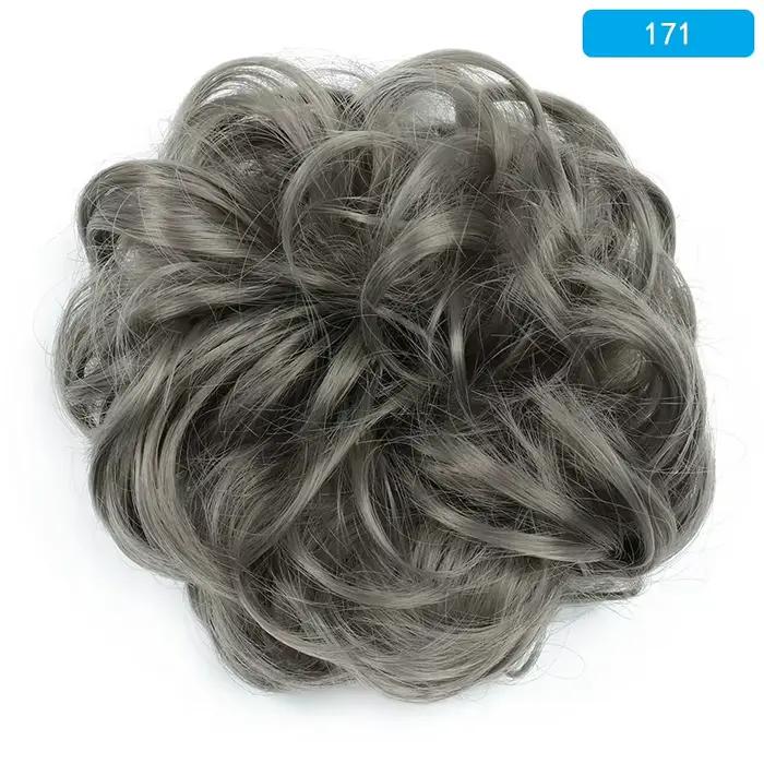Chignon synthétique bouclé gris foncé volumineux pour coiffure de mariée