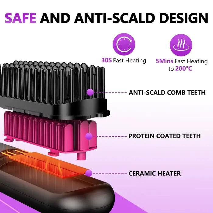 Brosse à lisser les cheveux sans fil