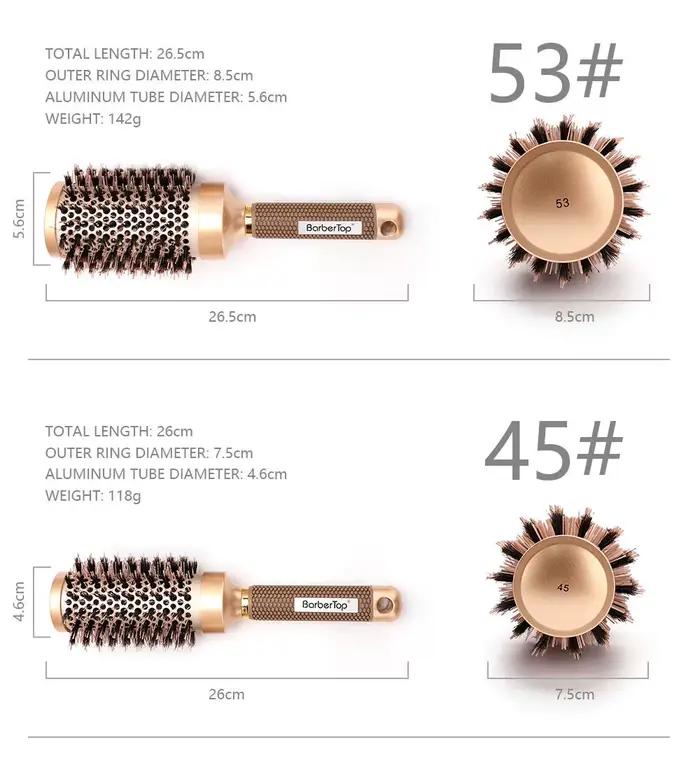 Brosse à cheveux à baril thermique ionique pour femmes