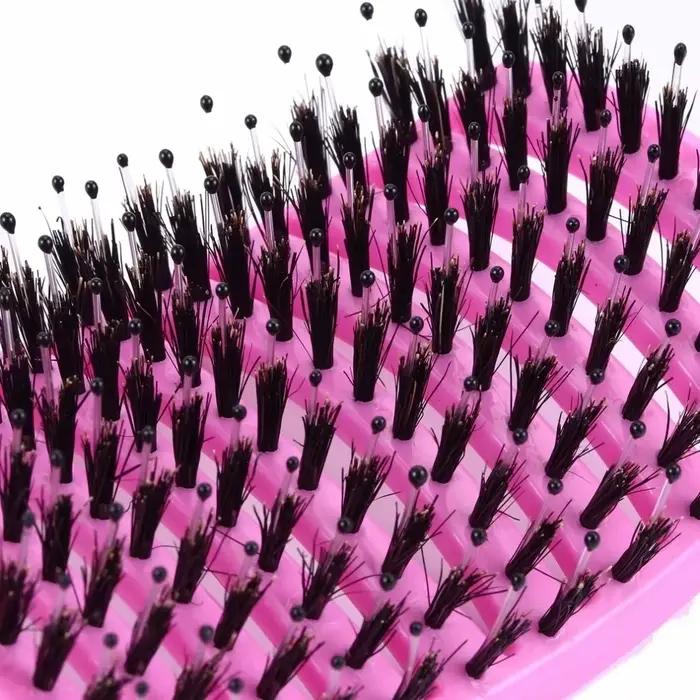 Brosse à cheveux professionnelle en poils de sanglier incurvés