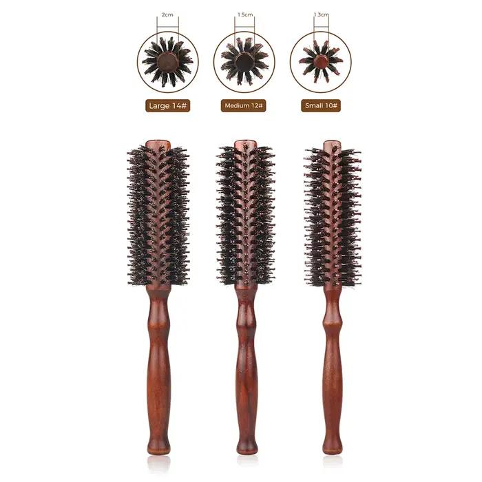 Brosse à rouler ronde avec manche en bois