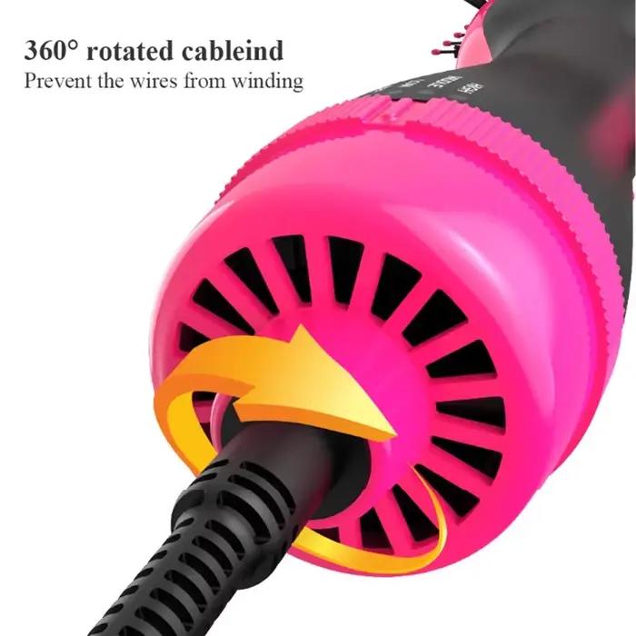 Brosse Soufflante Chauffante Professionnelle pour Cheveux Femme – Sèche-Cheveux Portable et Brosse Électrique de Voyage