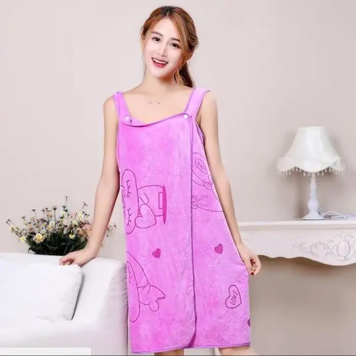 Peignoir pour femme, serviette de bain portable en microfibre