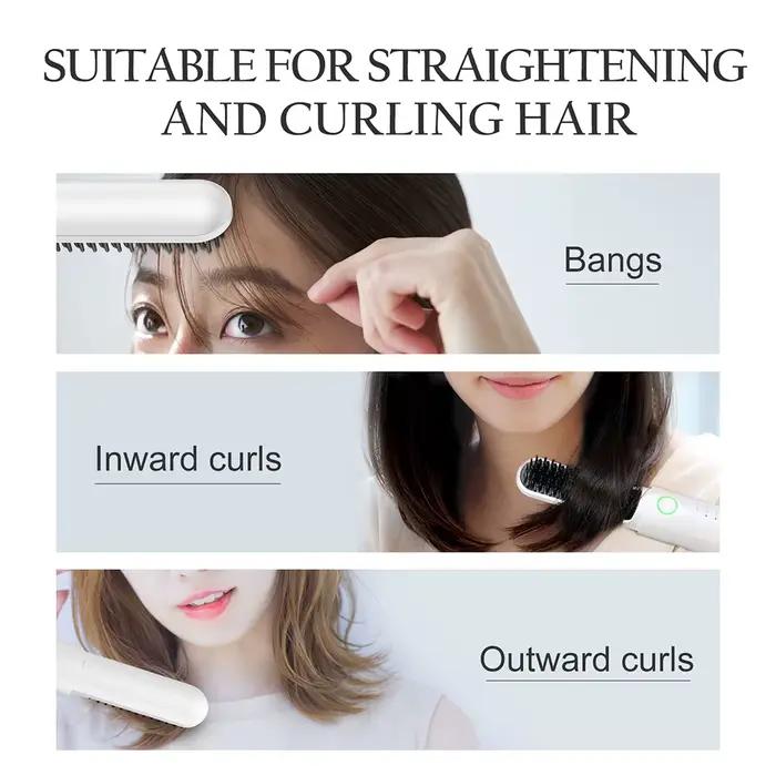 ANLAN Brosse lissante sans fil 3 températures Ions négatifs Céramique anti-brûlure Coiffure Peigne chauffant électrique portable