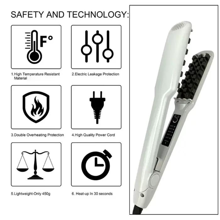 Lisseur volumisant professionnel pour cheveux, peigne à lisser pour augmenter le volume des cheveux, lisseur volumateur, fer à lisser plat, effet frisé volumineux