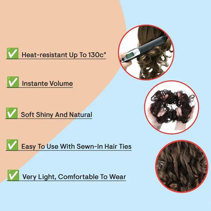 Chignon synthétique bouclé gris foncé volumineux pour coiffure de mariée