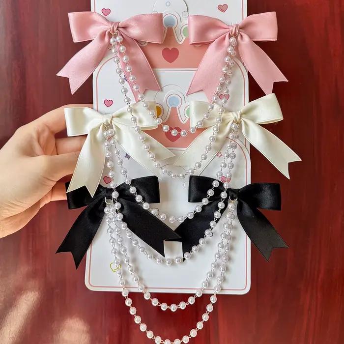 1 accessoire pour cheveux avec nœud en perles – pince à cheveux