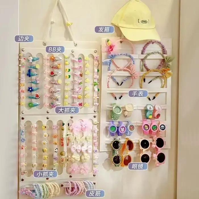 Organisateur mural pour accessoires capillaires, support de rangement pour nœuds, pinces, élastiques et lunettes, décoration de chambre