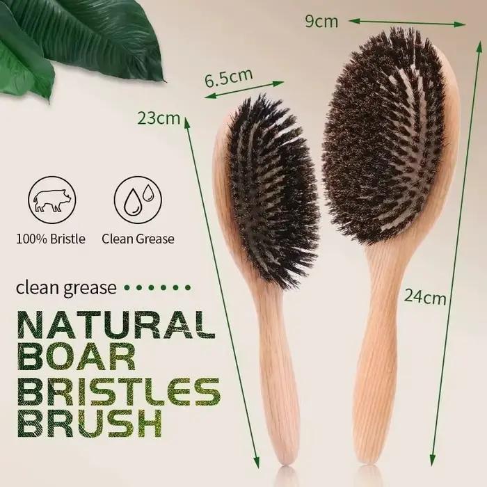 Brosse à cheveux en poils de sanglier pour femmes