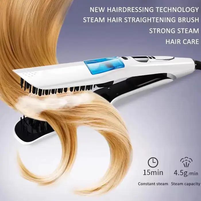 Brosse Lissante Vapeur Anti-brûlure à Ions Négatifs pour Soin des Cheveux