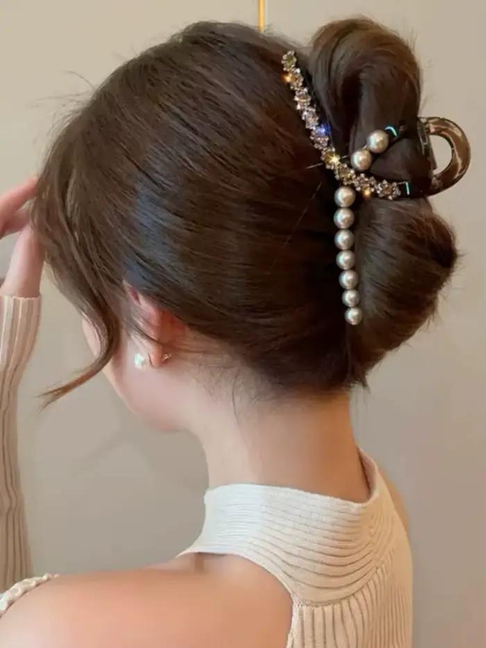 Accessoires de cheveux de luxe avec diamant et perle pour femmes
