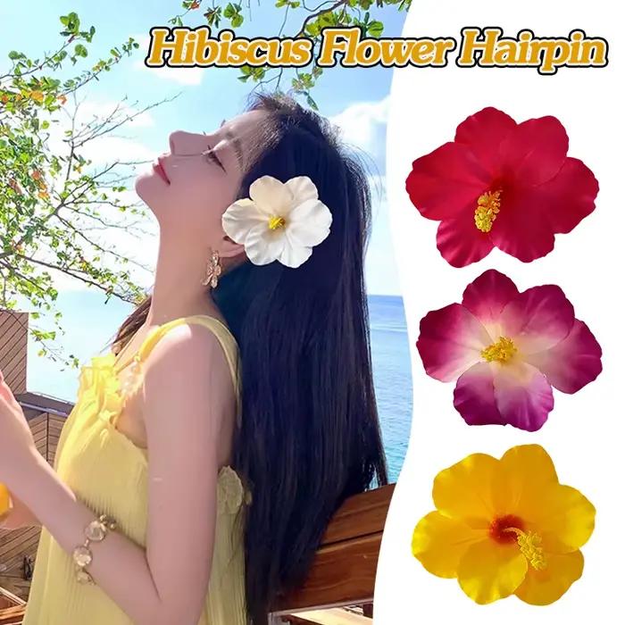 Barrettes à fleurs hawaïennes, pinces à cheveux fleurs d'hibiscus, accessoires pour cheveux pour l'été, la plage, les vacances, les mariages