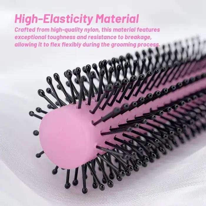 Brosse de coiffage ergonomique à poignée ronde - Design cylindrique incurvé