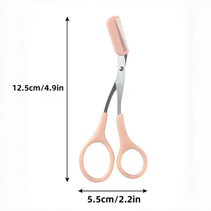 Ciseaux de coupe de sourcils roses avec peigne intégré