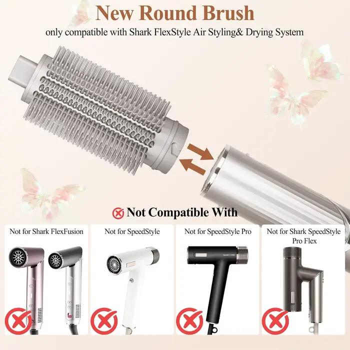Brosse ronde volumisante améliorée avec embout flexible et poils optimisés pour des cheveux lisses - Outil de coiffure