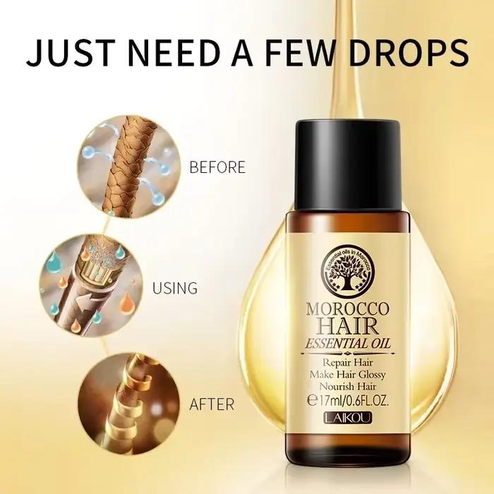 Huile essentielle d'argan pure marocaine pour les types de cheveux secs