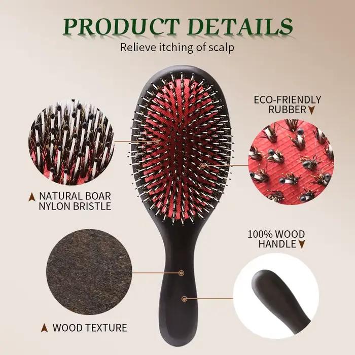 Brosse à cheveux en poils de sanglier pour femmes