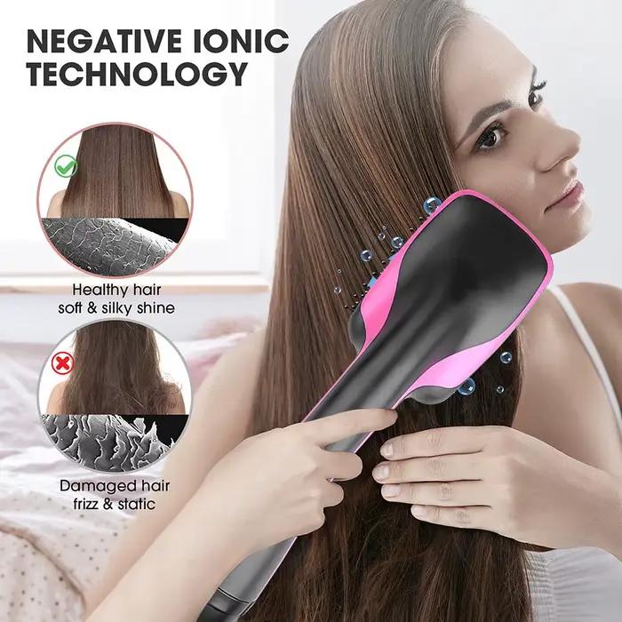 Brosse Sèche-Cheveux Portable à Air Chaud avec Peigne