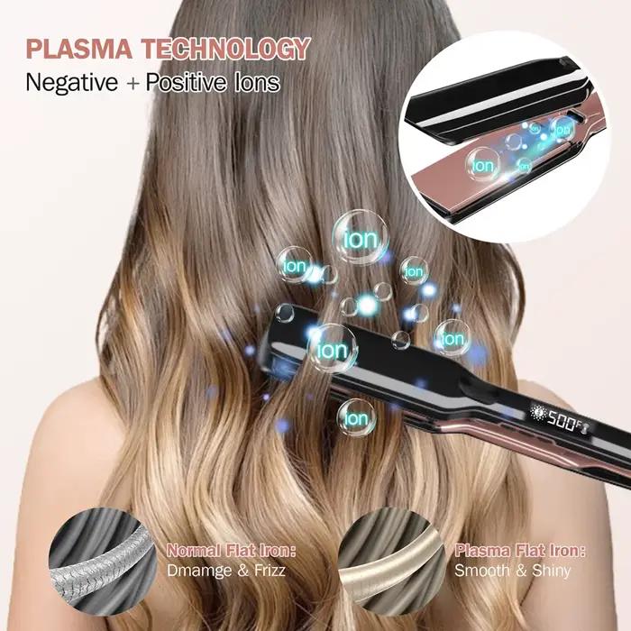 Lisseur de cheveux professionnel traitement à la kératine plaque large 500 ° Les fers plats F Hair