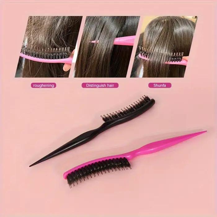 Brosse à cheveux 3-en-1 en poils de sanglier pour femmes - Peigne à effet lissant