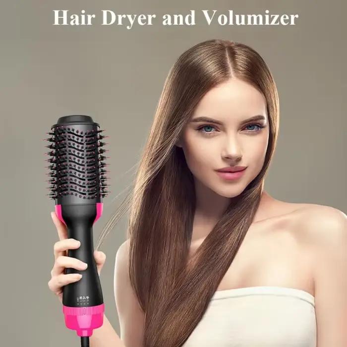 Brosse Soufflante Chauffante Professionnelle pour Cheveux Femme – Sèche-Cheveux Portable et Brosse Électrique de Voyage