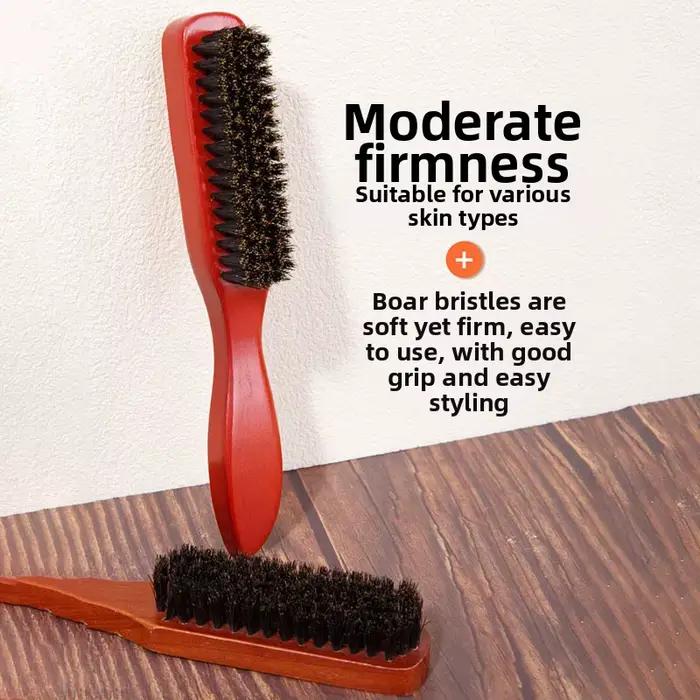 Brosse à cheveux en poils de sanglier pour queue de cheval lisse, chignon élégant et lissage des baby hairs, des mèches rebelles et de la finition des bords - Pour backcombing et coiffage à la brosse