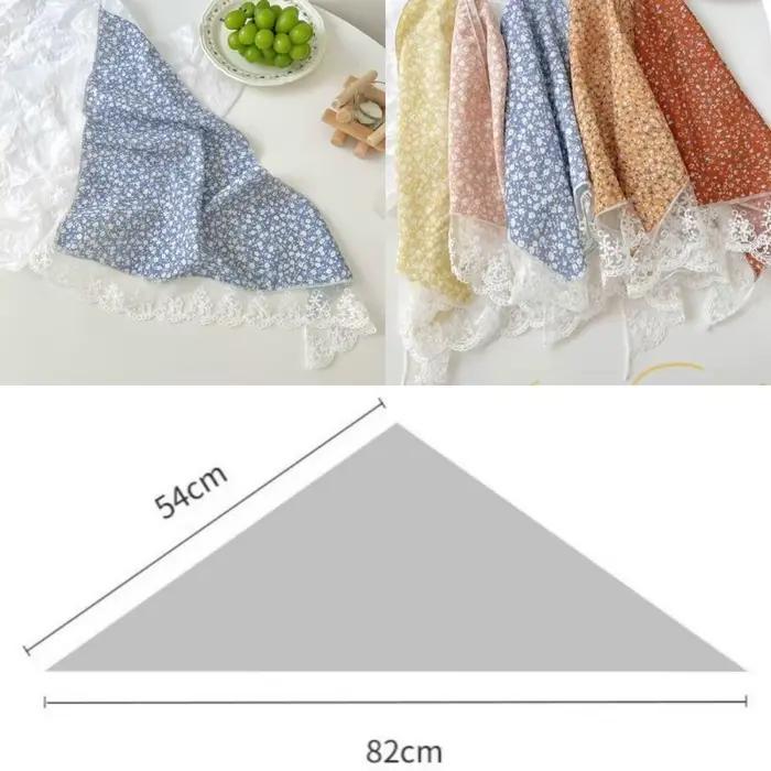 Nouveau Style français Triangle écharpe petites fleurs tissu Turban Bandana cheveux accessoires dentelle bandes