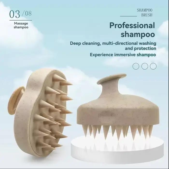 Brosse de lavage capillaire en silicone et paille de blé