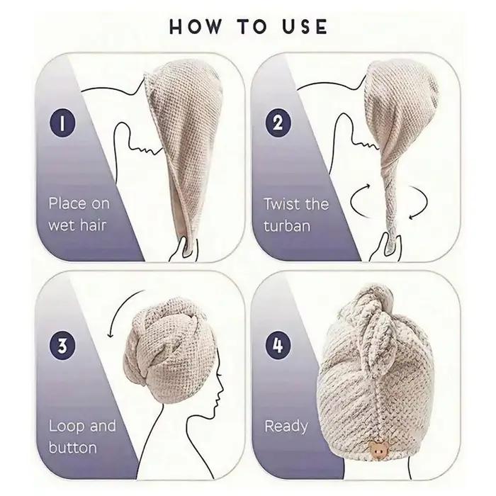 Serviette de séchage de cheveux en microfibre