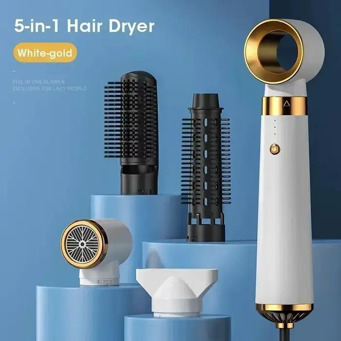 Sèche-cheveux 5-en-1 avec lisseur et boucleur pour la maison, les voyages et les salons, 110V/220V, ions négatifs, séchage rapide, vent puissant
