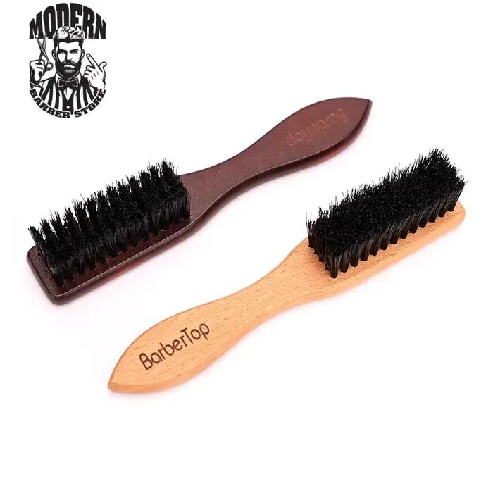 Barbier manche en bois coiffure brosse de nettoyage de cheveux doux hommes peigne de rasage