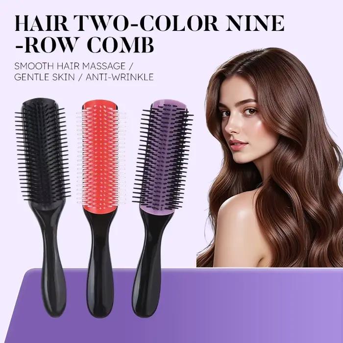 Brosse démêlante Denman à 9 rangs pour massage du cuir chevelu